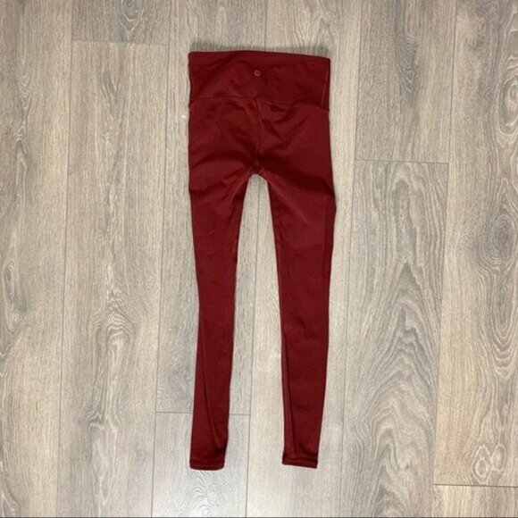 Lululemon Reveal 7/8 Tights Deep Rouge Leggings Mesh Dotted Seamless Size XS - Picture 15 of 16
